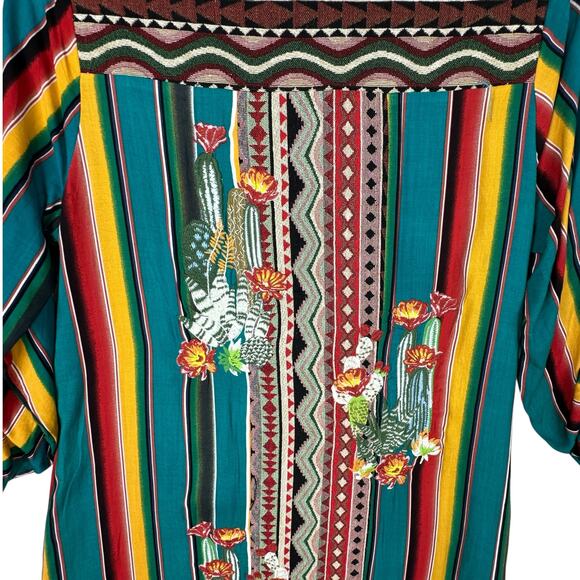 Andree by Unit Maxi Shirt Dress Womens Small Embroidered Southwest Western Rodeo - Picture 5 of 10